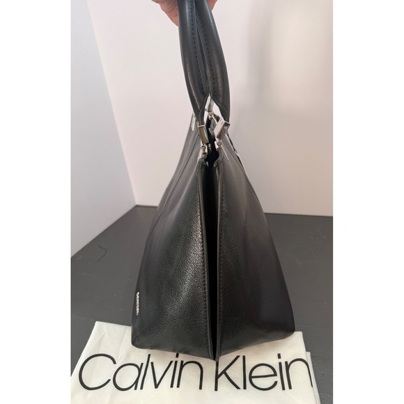 Calvin Klein Granite Satchel Black With Magnetic Snap MISSING CROSSBODY STRAP - Picture 4 of 13
